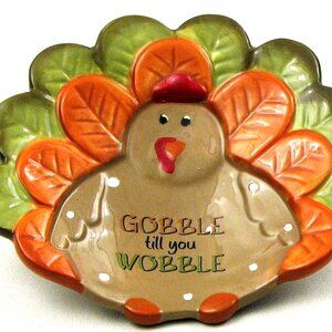 Colorful Ceramic Turkey Spoon Rest 6" wide by 5" deep 84082